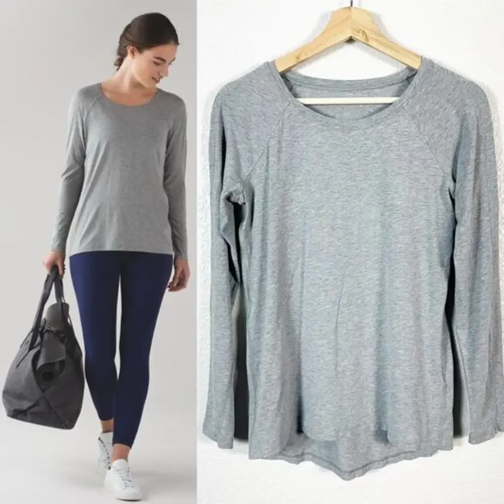 Lululemon Women’s Emerald Long Sleeve Top in‎ Heathered Medium Grey Size 6